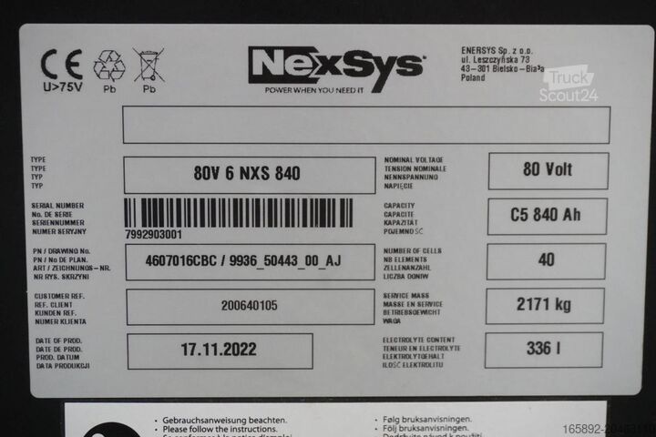 Forklift aküsü HAWKER 80 Volt 6 NXS 840 Ah