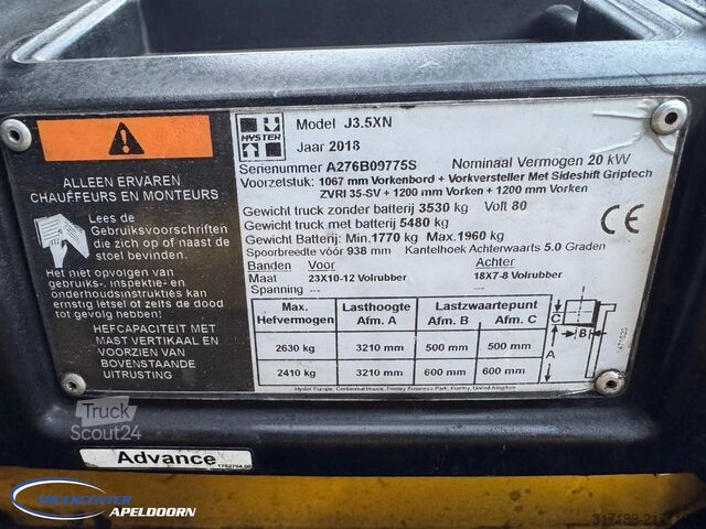 RORO-Stapler Hyster J3.5XN Sideshift, Vorkverstelling, Ex eerste ei...