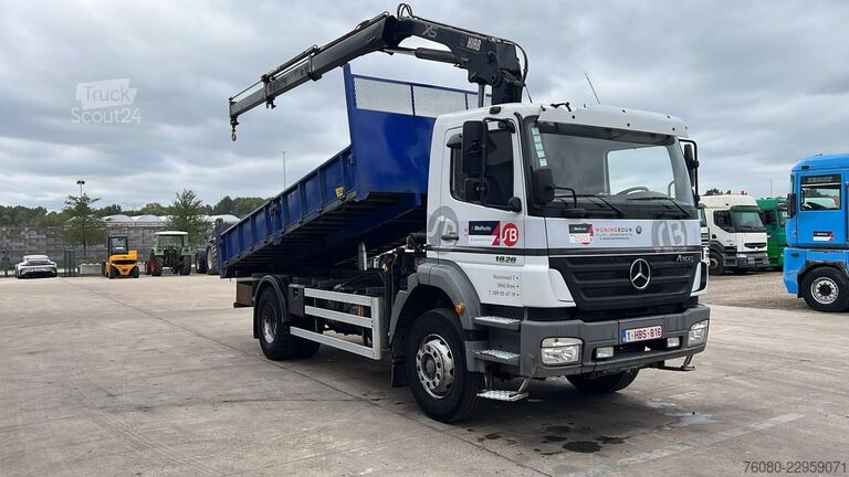 Самосвал с кран Mercedes-Benz Axor 1828 (BELGIAN TRUCK / HIAB 122 E / MANUAL ...