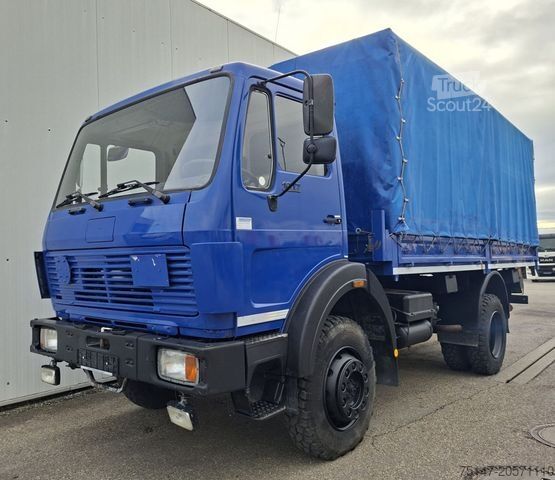 Ladbil med presenning MERCEDES-BENZ 1017 A 4x4 Allrad 3-Sitzer Pritsche+Plane ex-THW