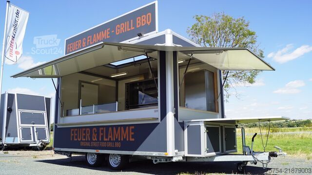Tirdzniecības piekabe Multitrailer Feuer & Flamme BBQ Street Food Grill