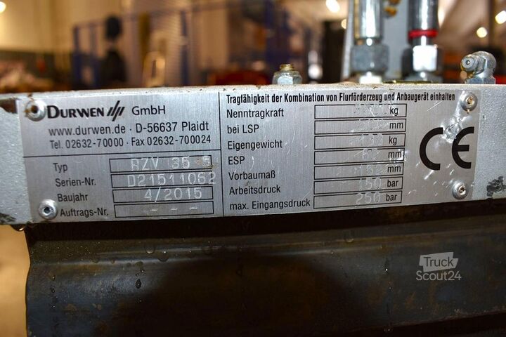Haarukoiden asetinlaite DURWEN DURWEN RZV 35 S Breite 1150mm