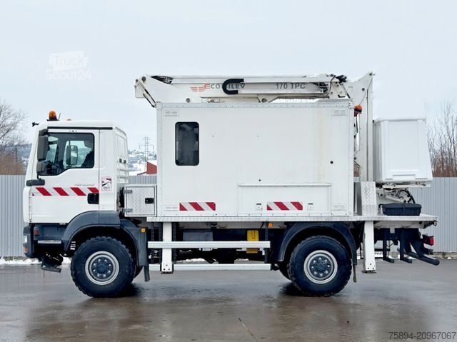 Uz kravas automobiļa uzstādīta darba platforma MAN TGM 13.240* Hubarbeitsbühne *COMILEV EN 170 TPC