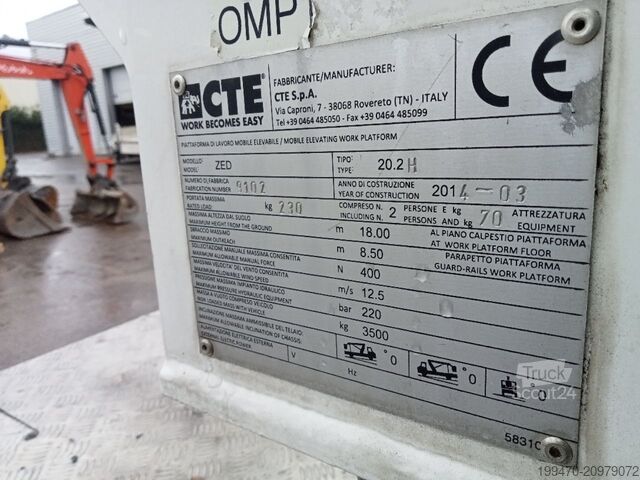 Kravas automobiļa uzkarināmā gaisa darba platforma CTE ZED 20.2 H on Renault 120 DXI Maxity