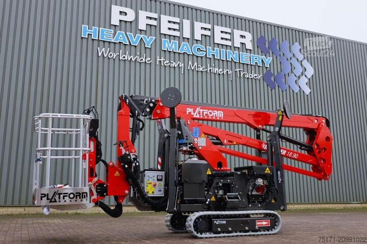 Leddelt teleskopisk arbejdsplatform Platform Basket Spider 18.90 PRO CE Declaration, Valid inspection,