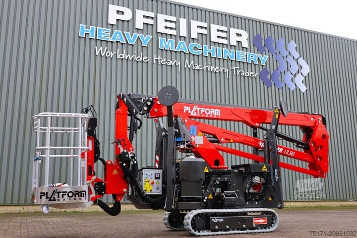Leddelt teleskopisk arbejdsplatform Platform Basket Spider 18.90 PRO CE Declaration, Valid inspection,