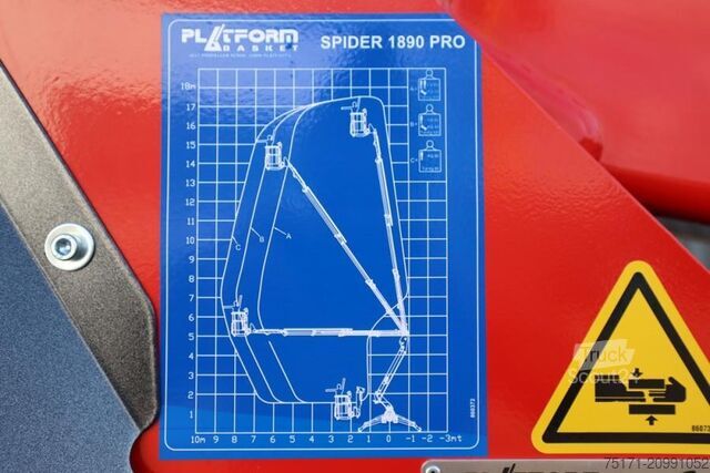 Scharnierende telescopische hoogwerker Platform Basket Spider 18.90 PRO CE Declaration, Valid inspection,