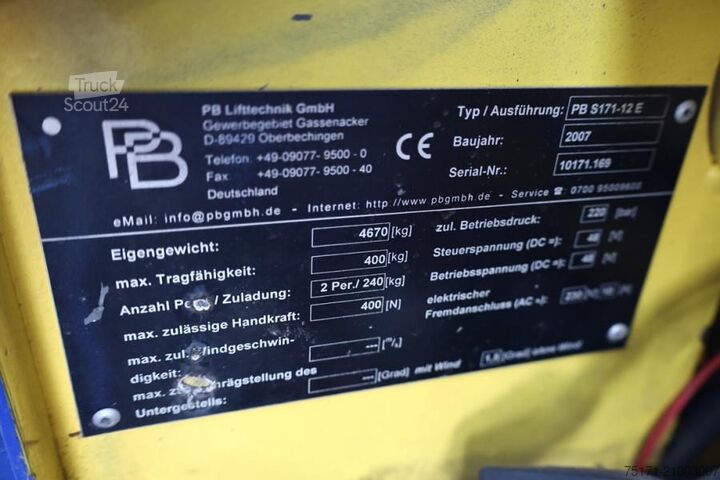 Pont élévateur à ciseaux PB LIFT S171-12E Electric, 17.3m Working Height, 400k