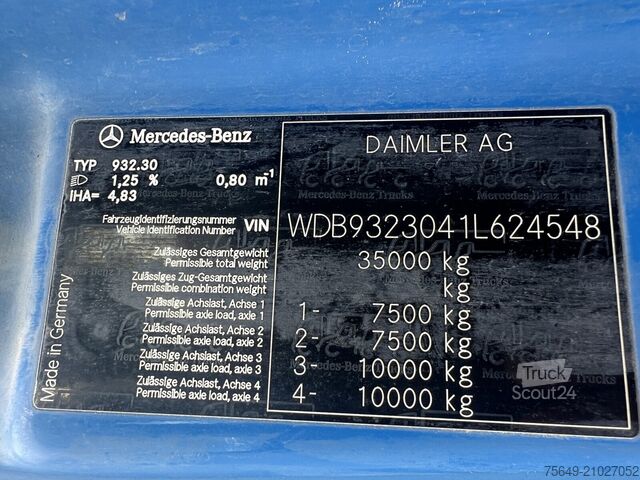 Camion-benne tricar Mercedes-Benz Actros MP 3, 3241/8x4, Actros MP 3, 3241/8x4, Alukipper Bordmatik,  Kli-Ret