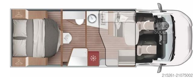 Semi-integrated camper ROLLER TEAM Kronos 266 TL, Queensbett, Hubbett, Raumbad, 5 P