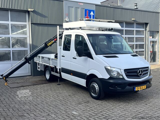 Camion à plateau avec grue Mercedes-Benz Sprinter 514 CDI 366 Hiab Laadkraan 018T Trekha...