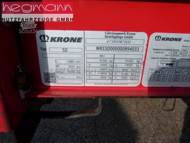 Semi-remorque bâchée KRONE SDP 27, , Scheibe, 324.267 km, LASI Code XL, SAF
