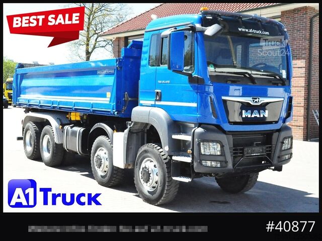 Üç taraflı damperli kamyon MAN TGS 41.470 BB 8x8 Allrad Kipper Meiller