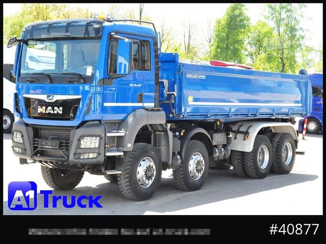 Üç taraflı damperli kamyon MAN TGS 41.470 BB 8x8 Allrad Kipper Meiller