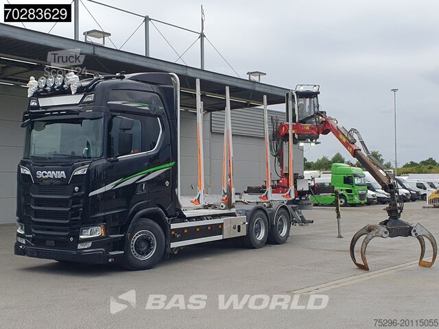 Transportador de madera Scania S650 S 6X4 Tajfun LIV100K Kran Holztransport Re...