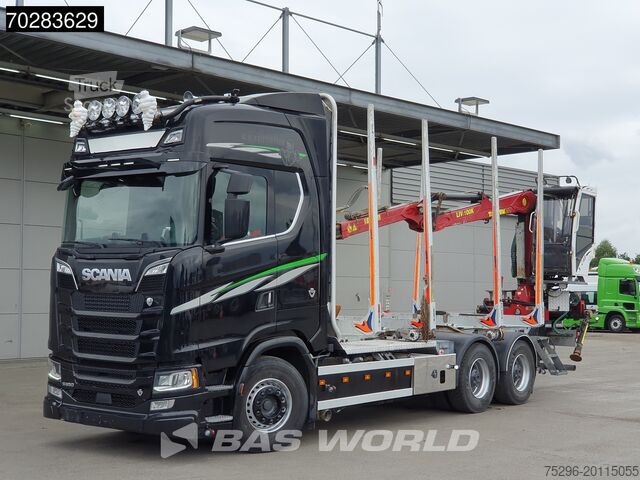 Transportador de madera Scania S650 S 6X4 Tajfun LIV100K Kran Holztransport Re...