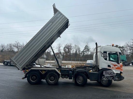 Háromirányú billenő teherautó SCANIA P450 XT ,8X4 MEILLER GESTEINSKIPPER, BORDMATIK,  RETARDER