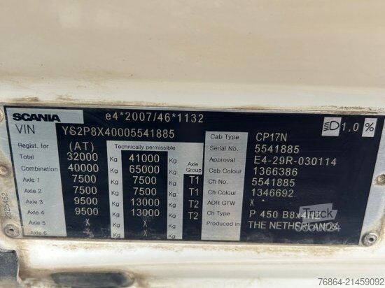 Háromirányú billenő teherautó SCANIA P450 XT ,8X4 MEILLER GESTEINSKIPPER, BORDMATIK,  RETARDER