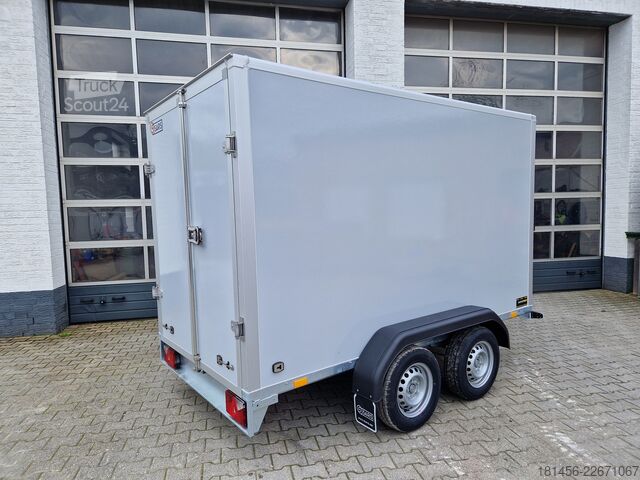 Gesloten opbouw Saris GFK Koffer grau glatte Wände GO 306 154 180 2000 2 Zurrsystem verfügbar