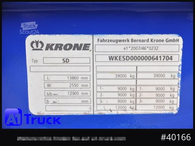 Öppen semitrailer med kapell KRONE Tautliner, Lenkachse, Coimulde, Ice Protect, TÜV 09/2026
