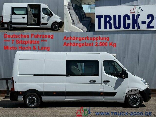 Fourgon à panneaux Opel Movano F3500 Mixto 7 Sitzer Hoch & Lang + AHK
