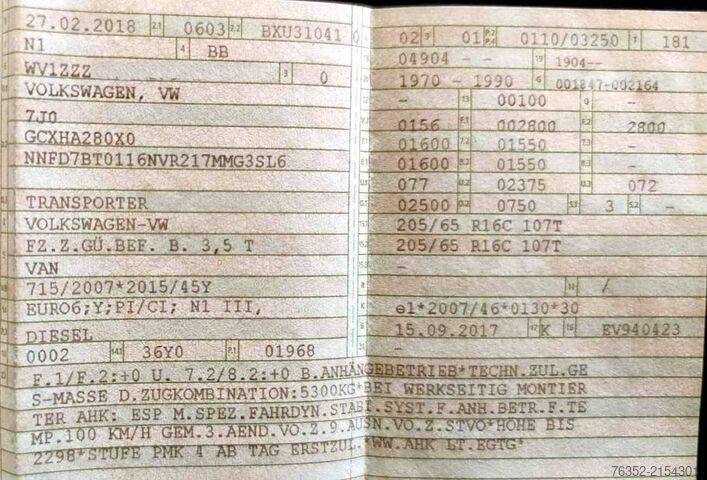 Panel van VW T6 Transporter DSG Automatik