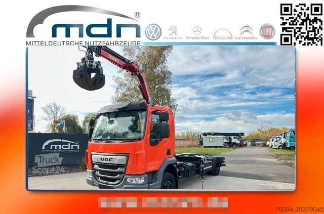 Lastbilsmonterad kran DAF LF 180 Abrollkipper SCHROTTGREIFER KRAN FUNK AHK
