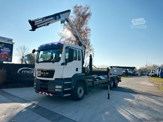 Roll-off tipper truck MAN TGS 26.400 6x2 Abrollkipper KRAN FUNK lift/lenk