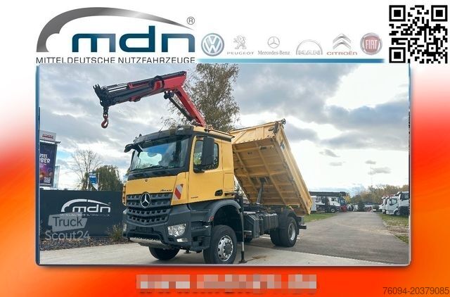 Γερανός τοποθετημένος σε φορτηγό MERCEDES-BENZ Arocs 1846 4x4 Kipper Kran FUNK AHK 55to