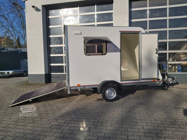 Skaptilhenger Tomplan Sport uns Transport Camping isolierter Koffer mit Heckrampe führerscheinfrei 100km/H Neu