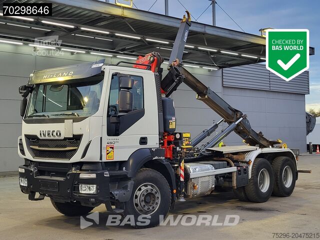 Containertransport (haakarmsysteem) Iveco Trakker 450 6X4 Fassi F120B.2.22 Crane Marrel A...