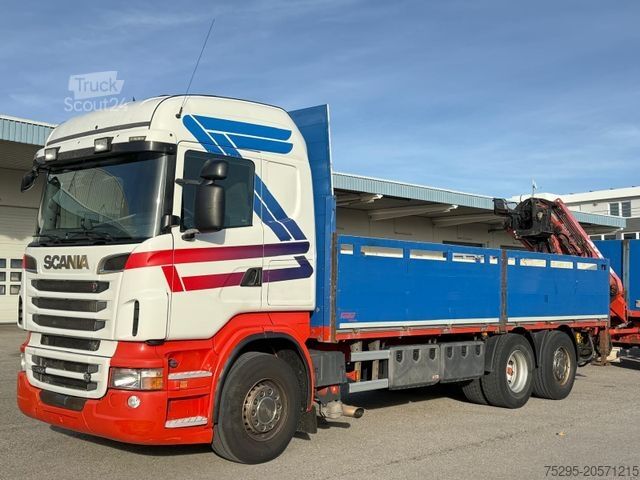 Camion plateau SCANIA R500 V8 Atlas Kran 12,30 m Retarder Lift+Lenk