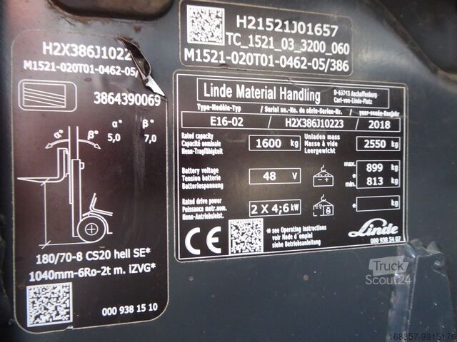 Ανυψωτικό περονοφόρο με εμπρόσθιο φορτηγό Linde E16-02