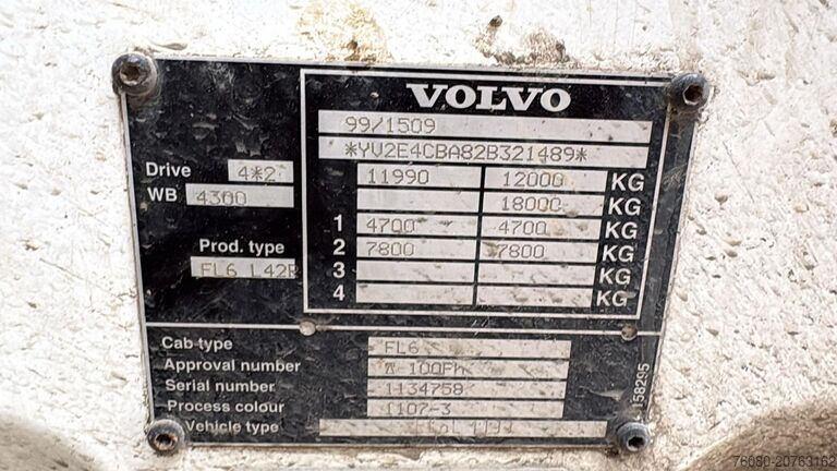 Chassis com cabina Volvo FL 220 (BELGIAN TRUCK / BOITE MANUELLE / MANUAL...