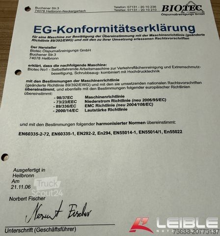 Road sweeper  BIOTEC No1*Ölspurbeseitigung + Anhänger Zikun