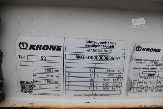 Semi-reboque aberto com lona KRONE SD - Tautliner MEGA - LIFT - Nr.: 051