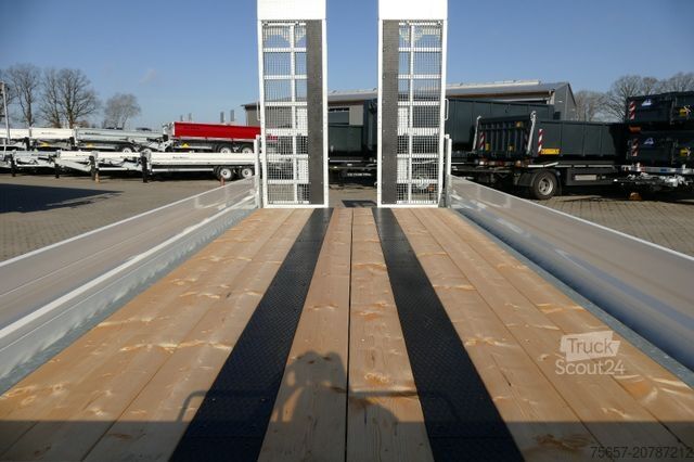 Remolque de plataforma baja MÜLLER-MITTELTAL 14,4 to. Tand.- Tiefl., breite Rampe, Gummi