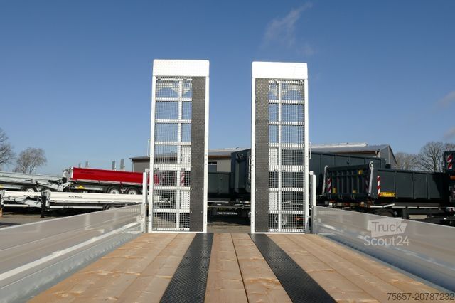 Remolque de plataforma baja MÜLLER-MITTELTAL 14,4 to. Tand.- Tiefl., breite Rampe, Gummi