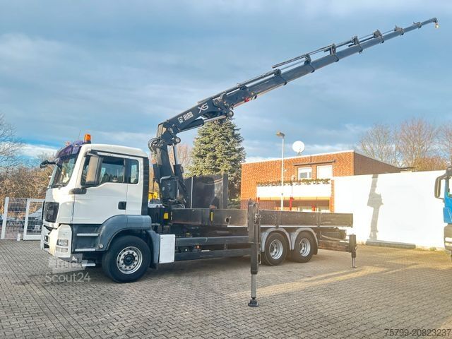 Krautuvas sumontuotas ant sunkvežimio MAN 26.360 TGS Pritsche + HIAB 477 Kran 6x4