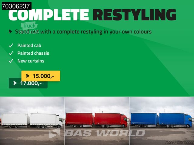 Telone scorrevole Volvo FH 460 6X2 Curtainsider Combi LNG Engine Slidin...