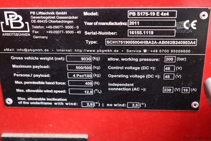 Scissor lift PB Lifttechnik S175-19E 4x4 Electric, 4x4 Drive, 18.1m Working He