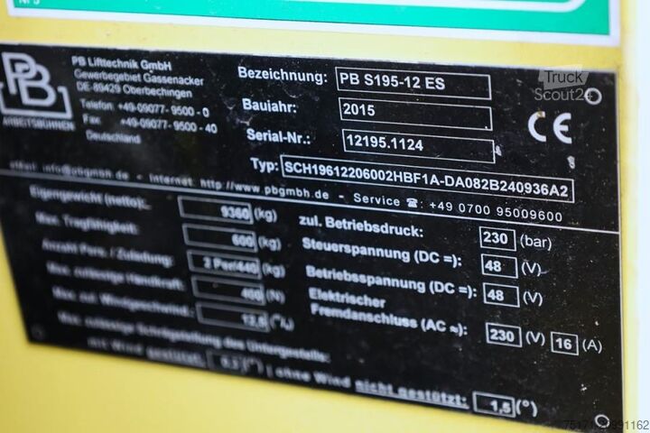 Scissor lift PB Lifttechnik S195-12ES Electric, 19.6m Working Height, 700kg Ca