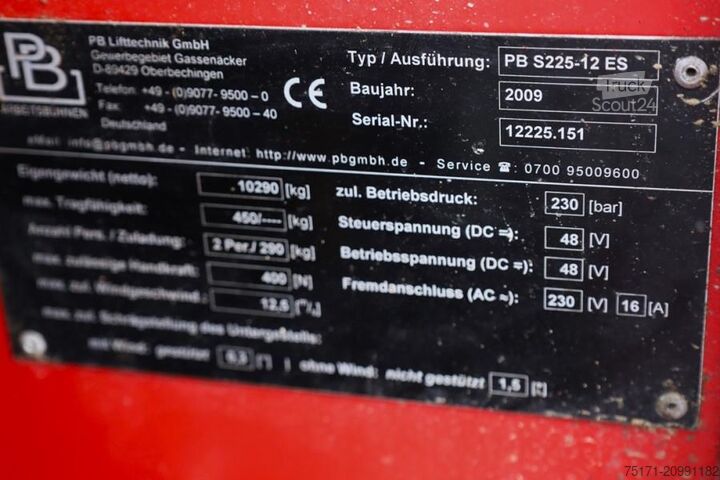 Scissor lift PB Lifttechnik S225-12ES Electric, 22.5m Working Height, 450kg Ca