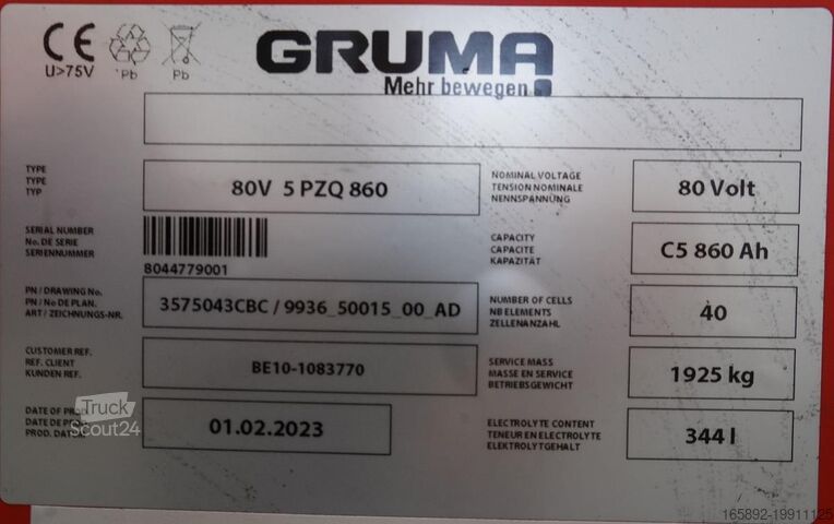 Truckbatteri GRUMA 80 Volt 5 PzQ 860 Ah