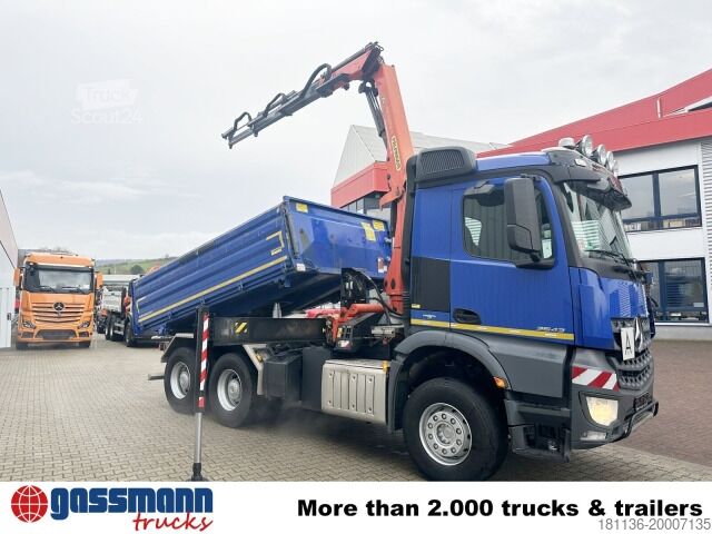 Kipper LKW Mercedes-Benz Arocs 2643 K 6x4, Kran Palfinger PK13001-K B, Funk