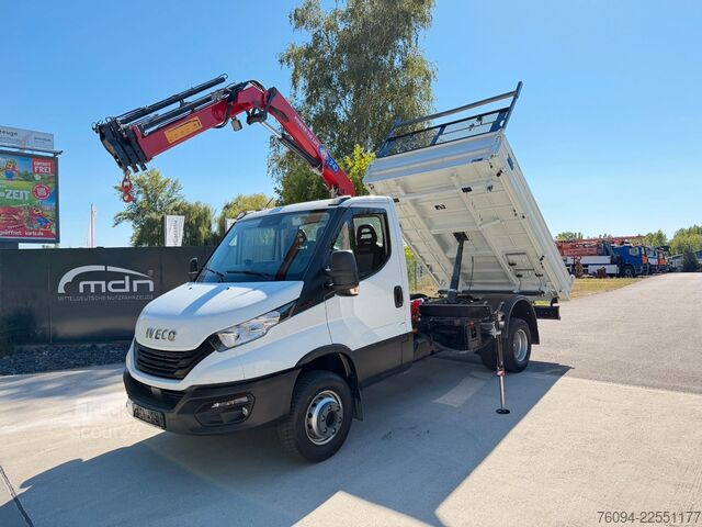 Kravas automašīna ar furgonu un celtni IVECO Daily 72-180 Meiller Kipper Kran 10m FUNK AHK