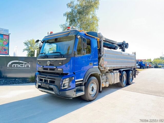Kravas automašīnai uzstādīts celtnis VOLVO FMX 500 6x4 KRAN abstattelbar 18m Kipper Bordmat