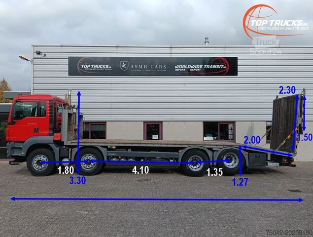 Plattformanhänger MAN TGS 35.360 8x2 - Machine transporter, Oprijwage...