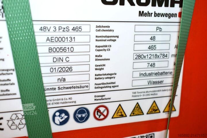 Batteria per carrello elevatore GRUMA 48 Volt 3 PzS 465 Ah
