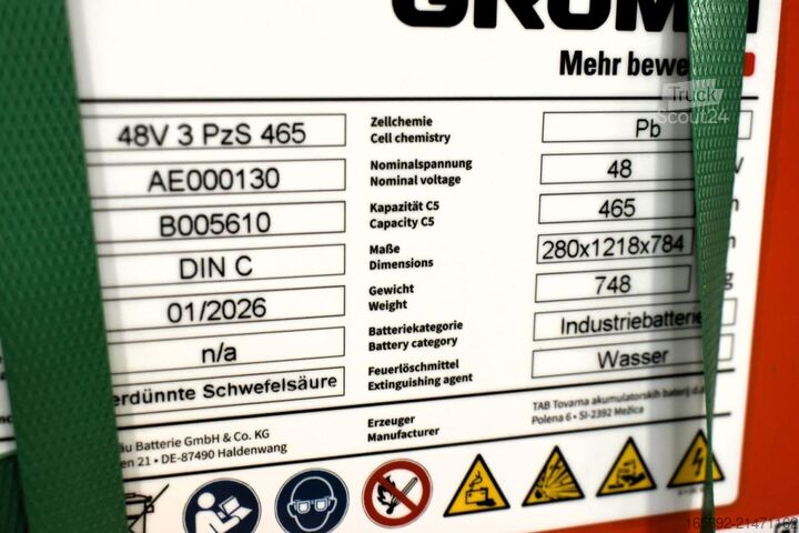 Batteria per carrello elevatore GRUMA 48 Volt 3 PzS 465 Ah